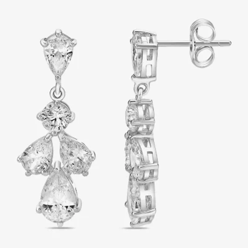 DiamonArt® White Cubic Zirconia Sterling Silver Drop Earrings
