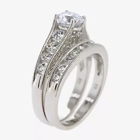 DiamonArt® Cubic Zirconia Sterling Silver Bridal Set