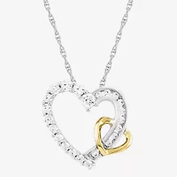 Womens White Cubic Zirconia Heart 18 Inch Pendant Necklace