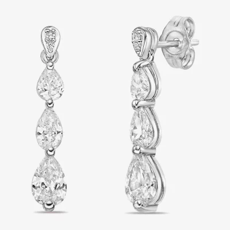 Diamonart Womens Cubic Zirconia Sterling Silver Drop Earrings