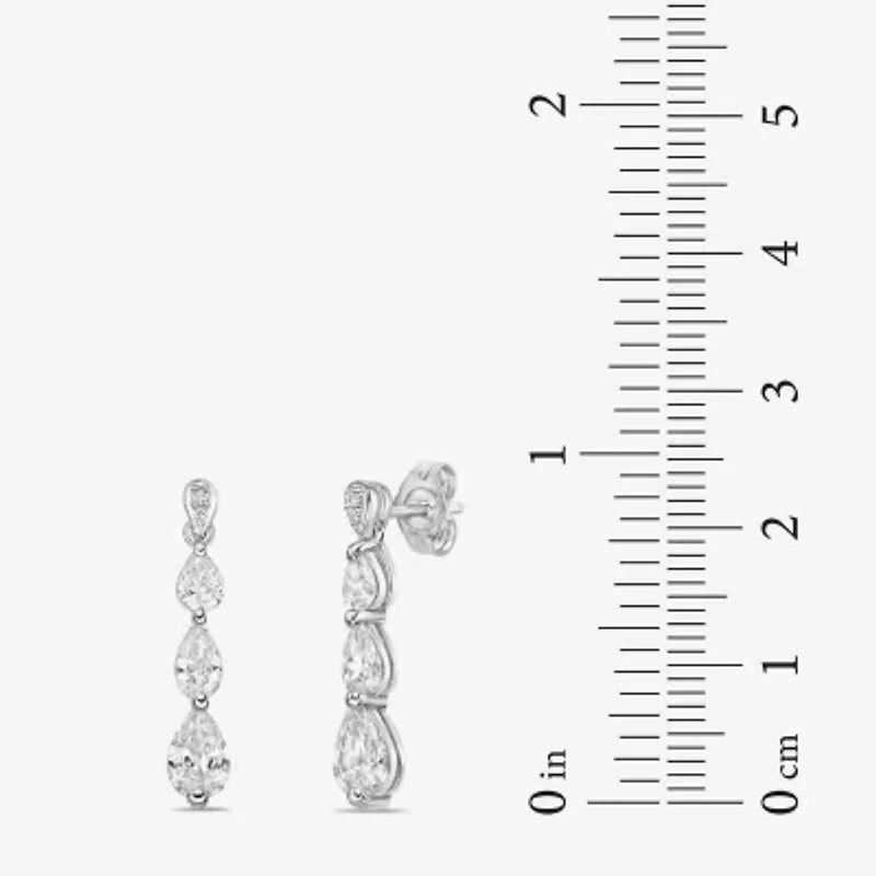 Diamonart Womens Cubic Zirconia Sterling Silver Drop Earrings