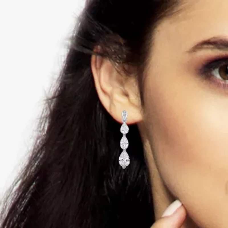 Diamonart Womens Cubic Zirconia Sterling Silver Drop Earrings