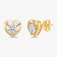 Diamonart Womens Cubic Zirconia Sterling Silver 9mm Heart Single Earring