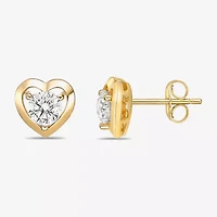 Diamonart Womens Cubic Zirconia Sterling Silver 9mm Heart Single Earring