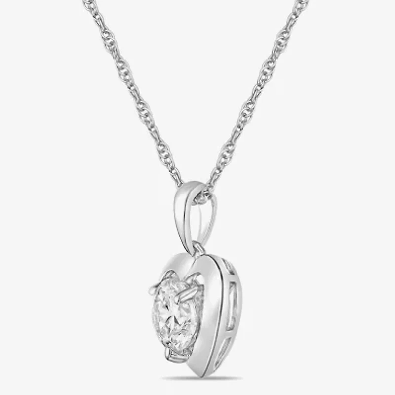 Diamonart Womens Cubic Zirconia Sterling Silver Heart 18 Inch Pendant Necklace