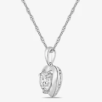 Diamonart Womens Cubic Zirconia Sterling Silver Heart 18 Inch Pendant Necklace