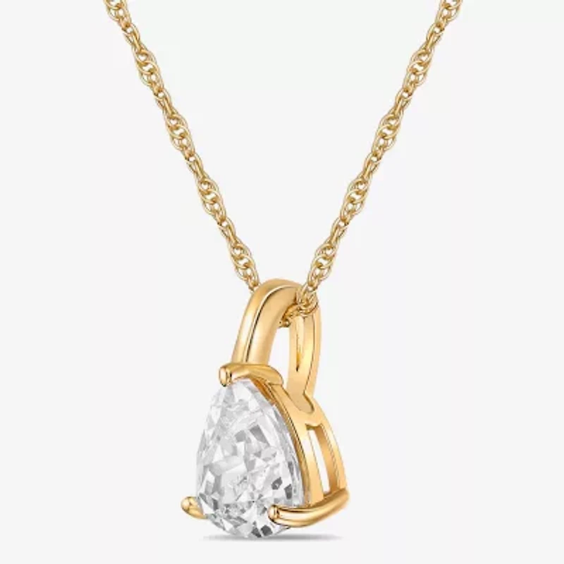 Diamonart Womens Cubic Zirconia 14K Gold Over Silver 18 Inch Pendant Necklace