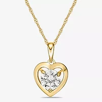 Diamonart Womens Cubic Zirconia 14K Gold Over Silver Heart 18 Inch Pendant Necklace