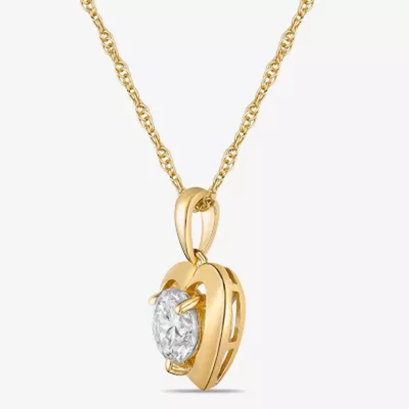 Diamonart Womens Cubic Zirconia 14K Gold Over Silver Heart 18 Inch Pendant Necklace