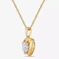 Diamonart Womens Cubic Zirconia 14K Gold Over Silver Heart 18 Inch Pendant Necklace
