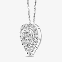 Diamonart Womens White Cubic Zirconia Sterling Silver Heart 18 Inch Pendant Necklace