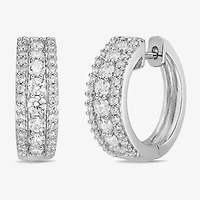 Diamonart Womens Cubic Zirconia Sterling Silver 17.1mm Hoop Earrings