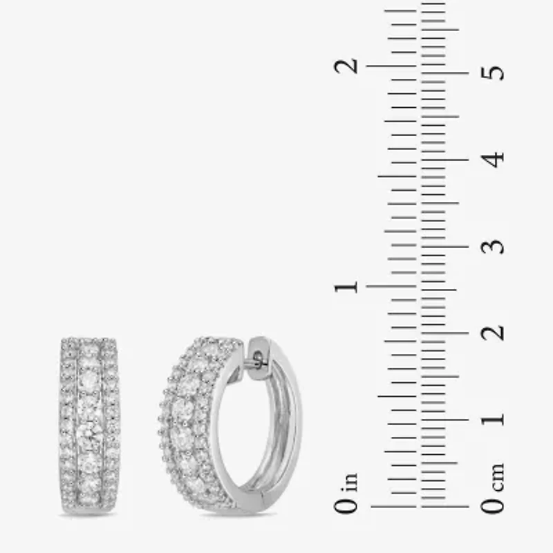 Diamonart Womens Cubic Zirconia Sterling Silver 17.1mm Hoop Earrings