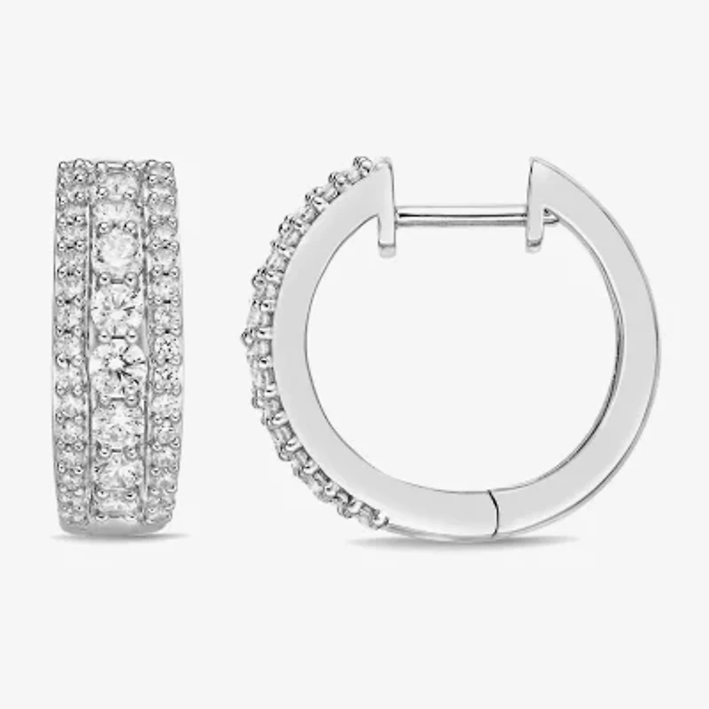 Diamonart Womens Cubic Zirconia Sterling Silver 17.1mm Hoop Earrings