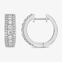 Diamonart Womens Cubic Zirconia Sterling Silver 17.1mm Hoop Earrings