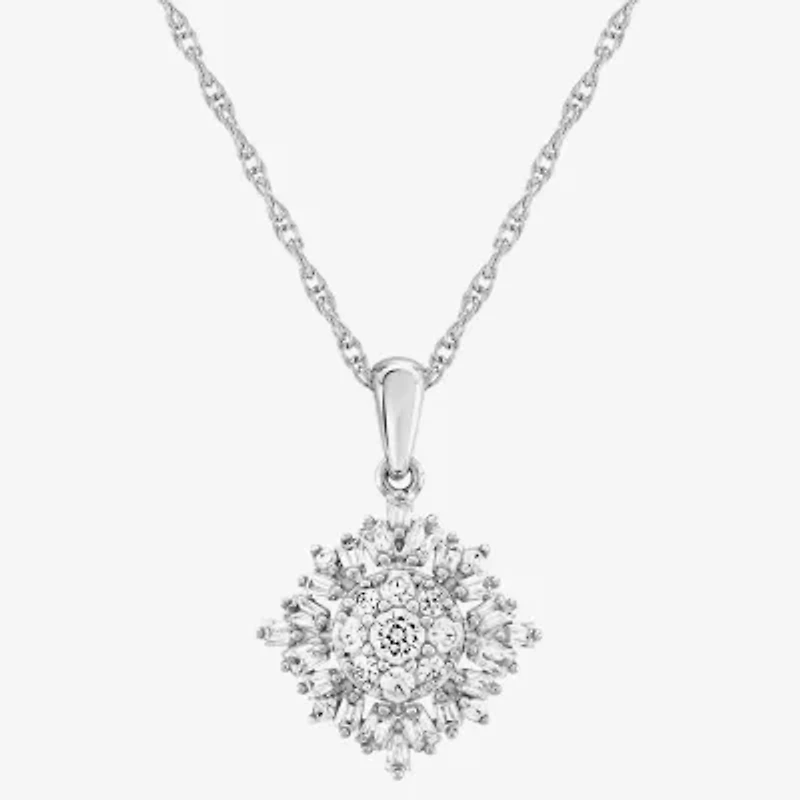 DiamonArt® Womens White Cubic Zirconia Sterling Silver Pendant
