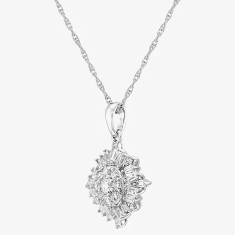 DiamonArt® Womens White Cubic Zirconia Sterling Silver Pendant