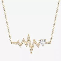 DiamonArt® Womens White Cubic Zirconia 14K Gold Over Silver Pendant Necklace