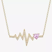 DiamonArt® Womens White Cubic Zirconia 14K Gold Over Silver Pendant Necklace