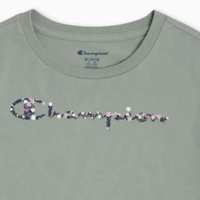 Champion Big Kid Girls Crew Neck Short Sleeve Classic Fit Graphic T-Shirt