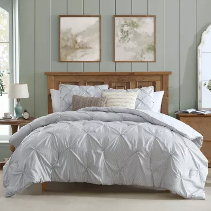 Swift Home Striped Pintuck Midweight Down Alternative Comforter Set