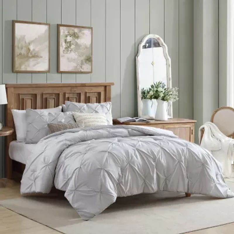 Swift Home Striped Pintuck Midweight Down Alternative Comforter Set