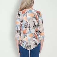 Alfred Dunner Classics Womens Crew Neck 3/4 Sleeve T-Shirt