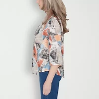 Alfred Dunner Classics Womens Crew Neck 3/4 Sleeve T-Shirt