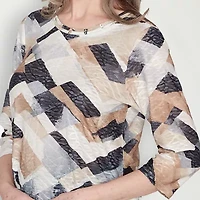 Alfred Dunner Classics Womens Crew Neck 3/4 Sleeve T-Shirt