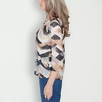 Alfred Dunner Classics Womens Crew Neck 3/4 Sleeve T-Shirt