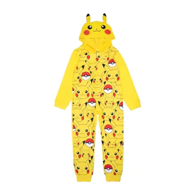 Little & Big Kid Boys Pokeman Microfleece Hooded Long Sleeve One Piece Pajama