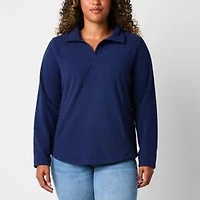 St. John's Bay Polar Fleece Womens Mock Neck Long Sleeve Sweatshirt