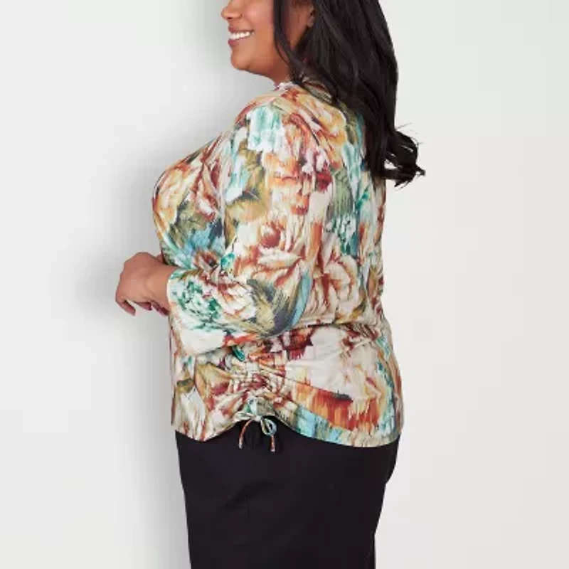 Alfred Dunner Classics Womens Plus 3/4 Sleeve T-Shirt