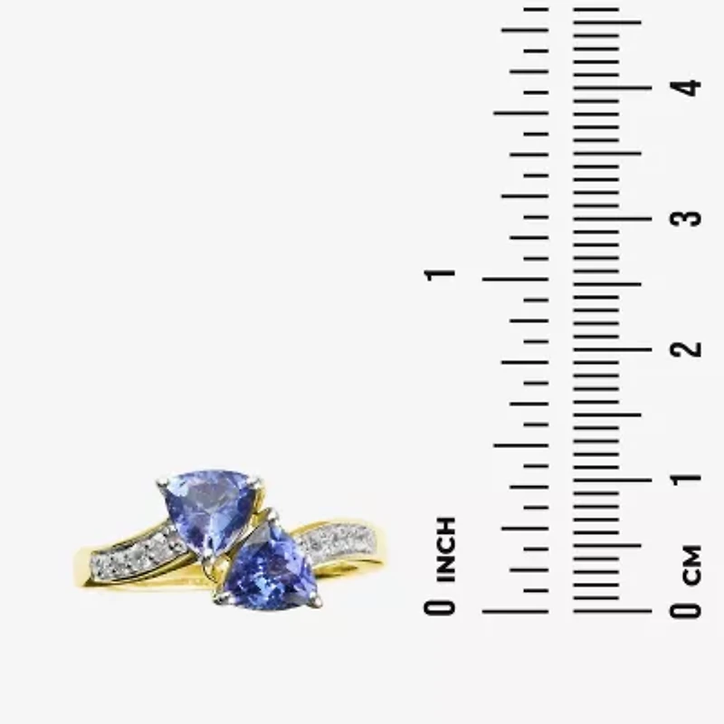 Limited Quantities! Womens Genuine Purple Tanzanite 14K Gold Over Silver Bypass  Cocktail Ring