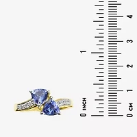 Limited Quantities! Womens Genuine Purple Tanzanite 14K Gold Over Silver Bypass  Cocktail Ring