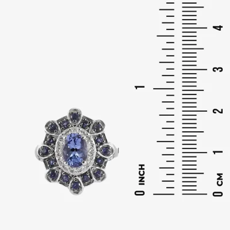 Limited Quantities! Womens Genuine Purple Tanzanite Sterling Silver Cluster Cocktail Ring