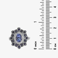 Limited Quantities! Womens Genuine Purple Tanzanite Sterling Silver Cluster Cocktail Ring