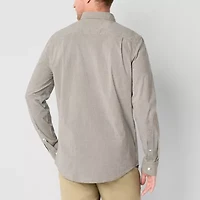 St. John's Bay Stretch Poplin Mens Long Sleeve Classic Fit Button-Down Shirt