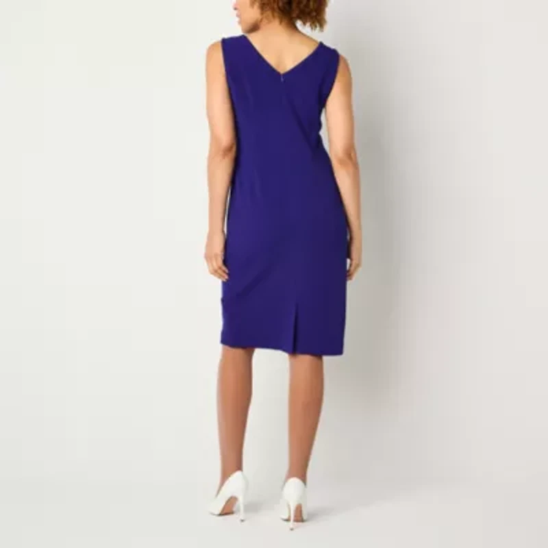 Maya Brooke Womens Pearl Trim Grid Jacket Dress