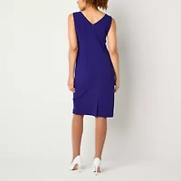 Maya Brooke Womens Pearl Trim Grid Jacket Dress