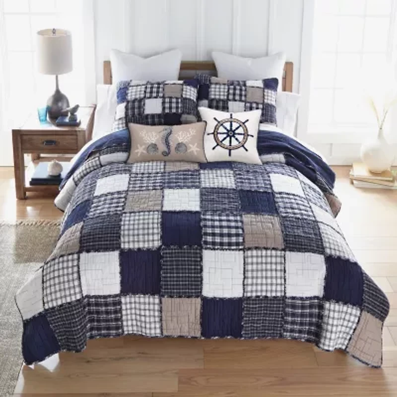 Donna Sharp Checker Indigo Nautical 2-pc. Rectangular Throw Pillow