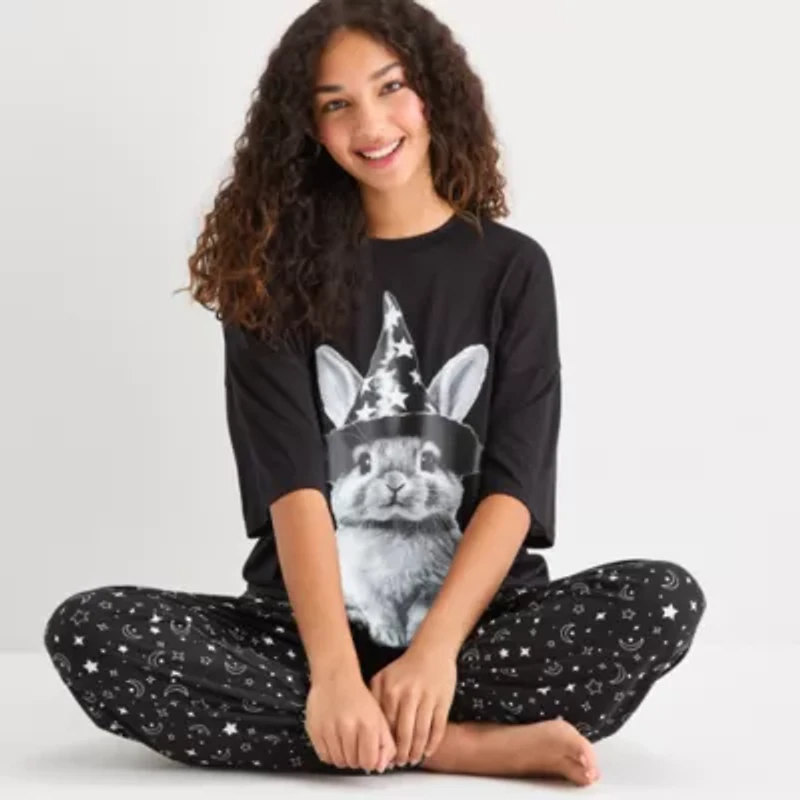 Arizona Body Womens Crew Neck Short Sleeve Juniors Pajama Top