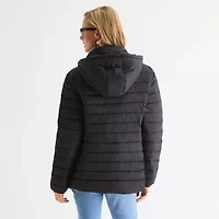 St. John's Bay Womens Hooded Midweight Puffer Jacket