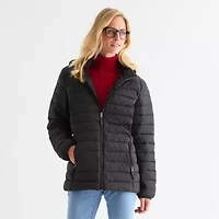St. John's Bay Womens Hooded Midweight Puffer Jacket