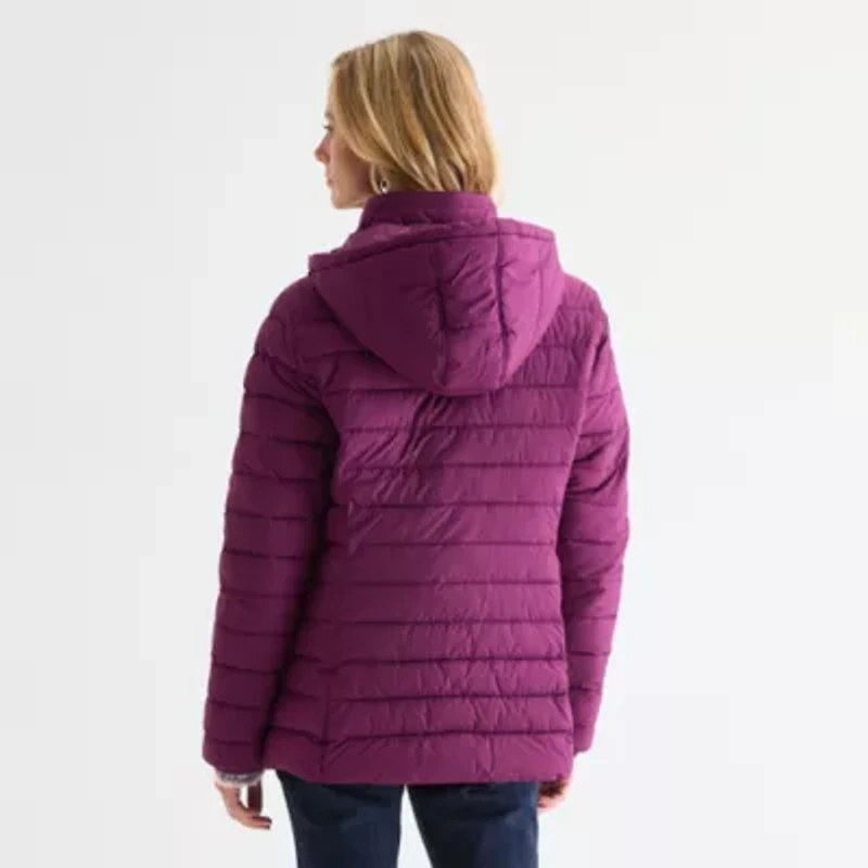 St. John's Bay Womens Hooded Midweight Puffer Jacket
