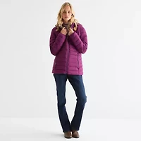 St. John's Bay Womens Hooded Midweight Puffer Jacket