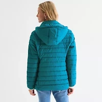 St. John's Bay Womens Hooded Midweight Puffer Jacket