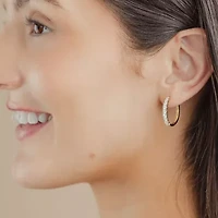 (G-Si2) Womens 1 CT. T.W. Lab Grown White Diamond 10K Gold 21.9mm Hoop Earrings