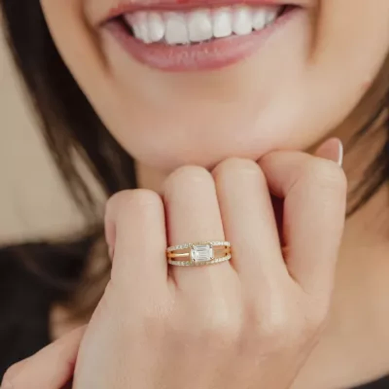 Si2 / G) Womens 1 1/2 CT. T.W. Lab Grown White Diamond 10K Gold Cocktail Ring