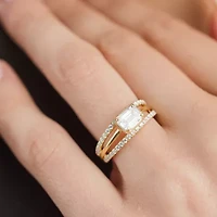 Si2 / G) Womens 1 1/2 CT. T.W. Lab Grown White Diamond 10K Gold Cocktail Ring